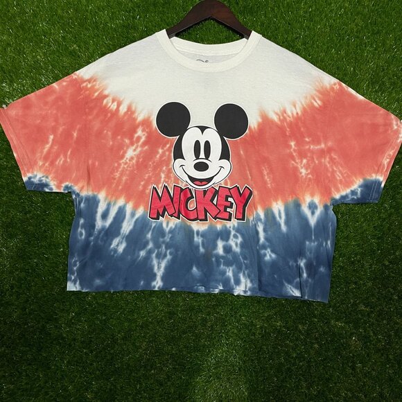 Mickey Mouse Crop Top Tie-dye T-shirt size XL - Picture 1 of 4